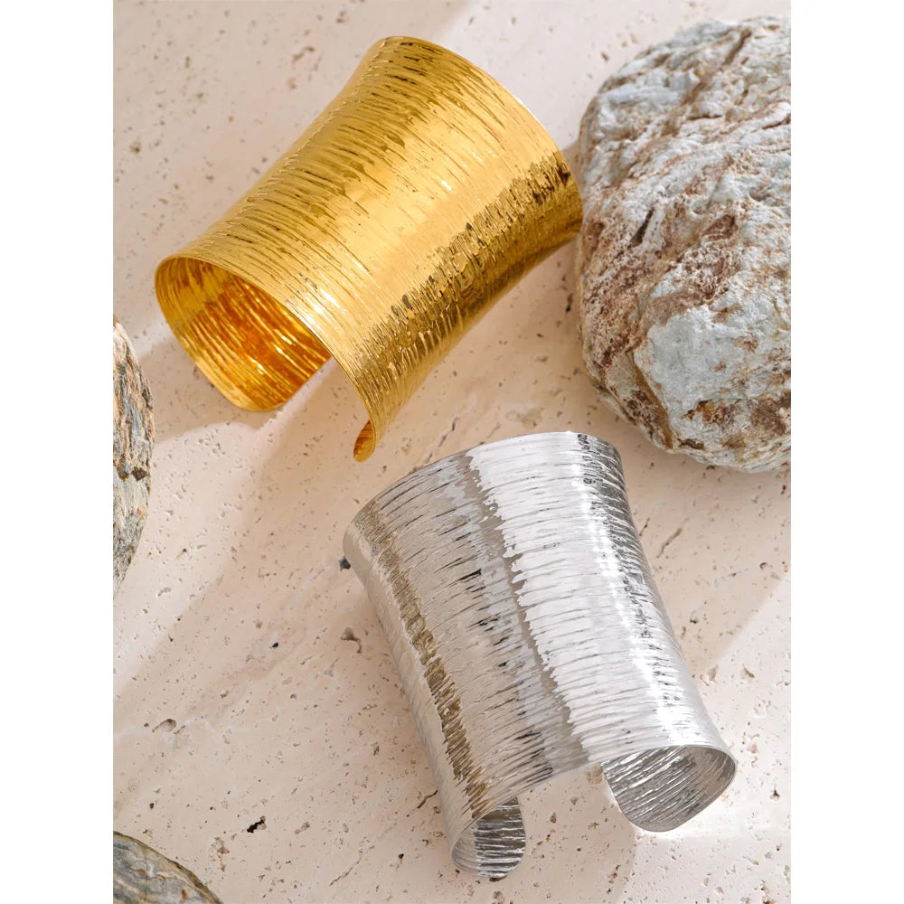 Steeletta Statement Big Wide Stainless Steel Bracelet