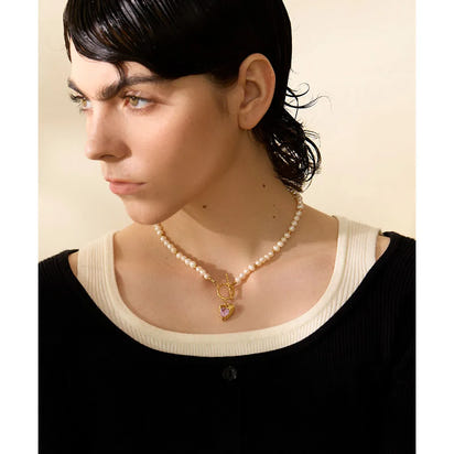 Amara Heart Pearl Necklace
