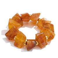 Autumn Aura Amber Resin Geometric Bead Bracelet