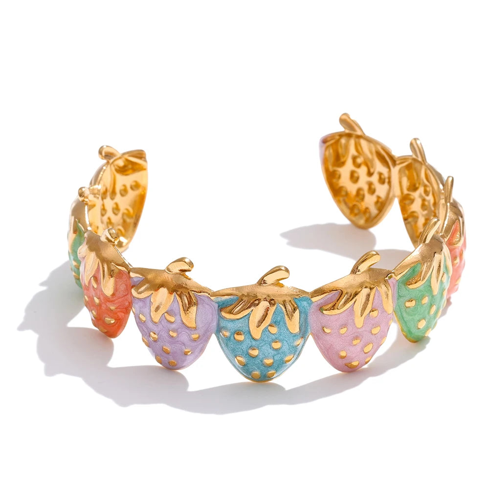Sweet Strawberry Cuff Bracelet