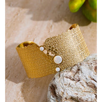 Autumn Aura Personalized Wide Shell Cuff Bracelet