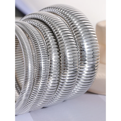 Steeletta Elastic Thick Metal Bracelet – 18K Gold Plated Stainless Steel