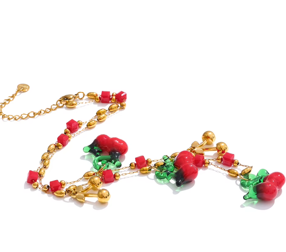 Crimson Cherry Drop Necklace