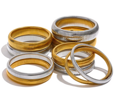 Steeletta Elastic Thick Metal Bracelet – 18K Gold Plated Stainless Steel