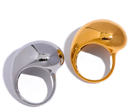 Steeletta Half-Empty Chunky Statement Ring – 18K Gold Plated Stainless Steel