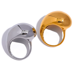 Steeletta Half-Empty Chunky Statement Ring – 18K Gold Plated Stainless Steel